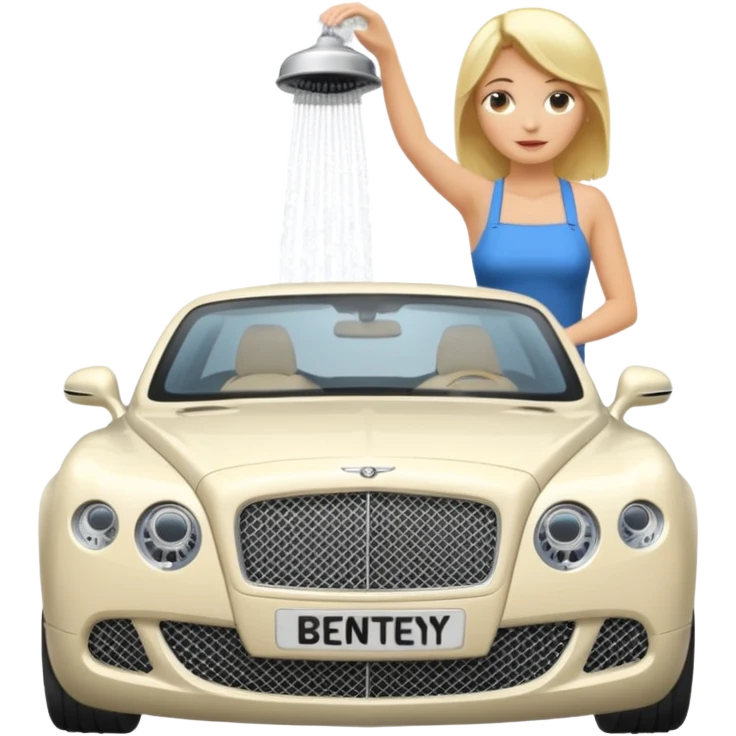 A blond lady washing a Bentley emoji