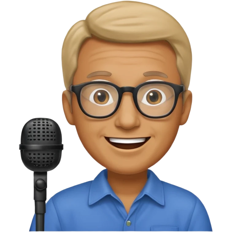 Hombre moreno con gafas emitiendo en una emisora de radio emoji