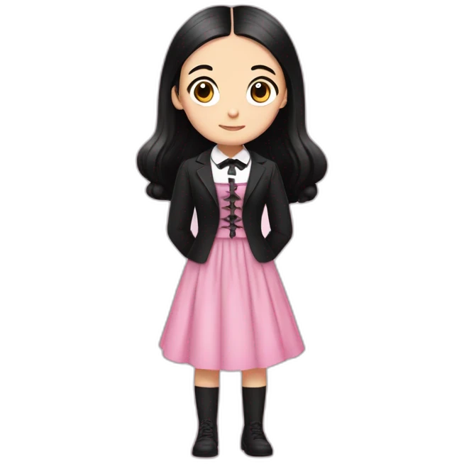 Wednesday adams in pink dress emoji