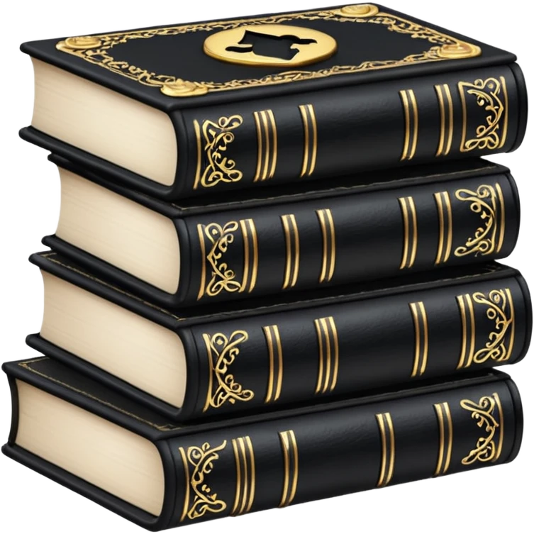 5 black gothic books on top emoji