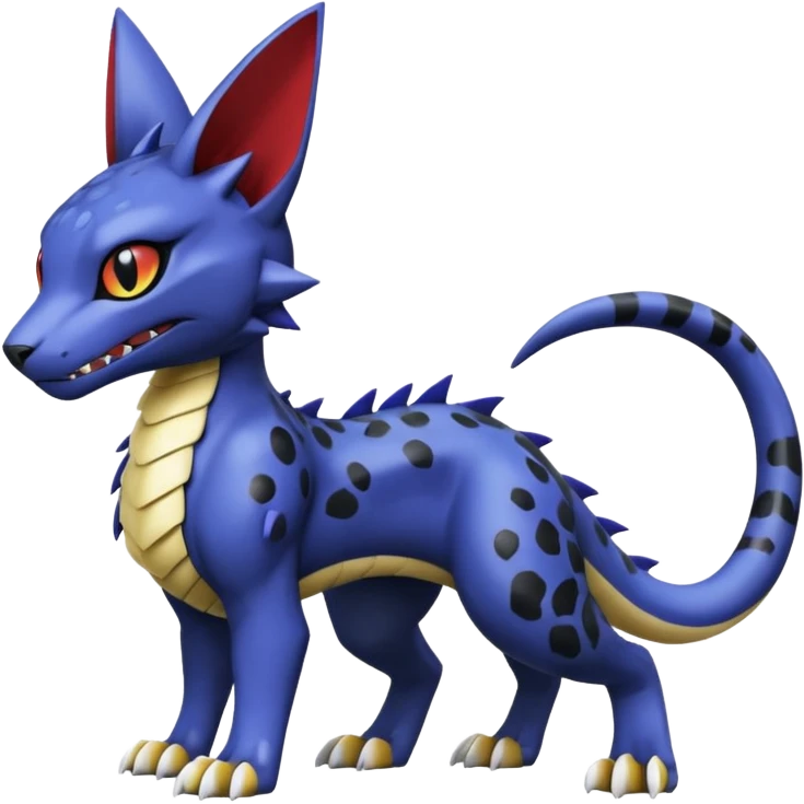 with black rosette-splotches, scaley Bastet-Liepard-Noibat-Gatomon-Garchomp-Digimon-Fakémon-Pokémon-creature (full body) emoji