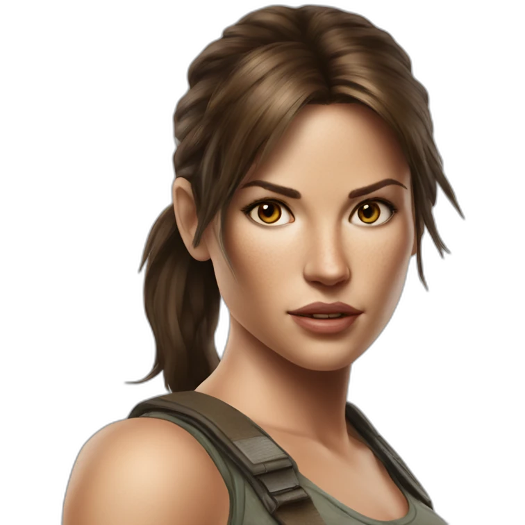 lara croft hyperrealistic drawing emoji