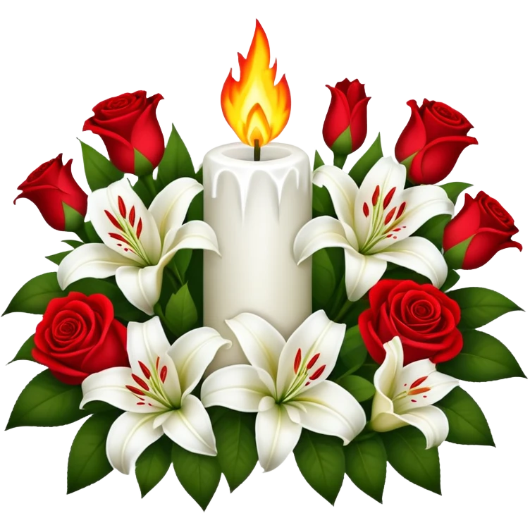 Eternal flame and flowers, symbol of remembrance May 9 emoji