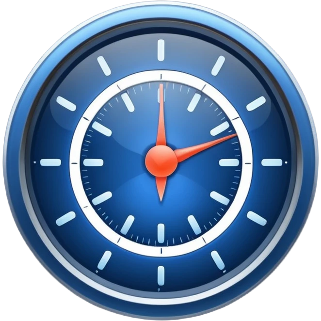 a minimal gauge, deep blue with a faint glow, no numbers, just a dial and pointer, apple emoji style emoji