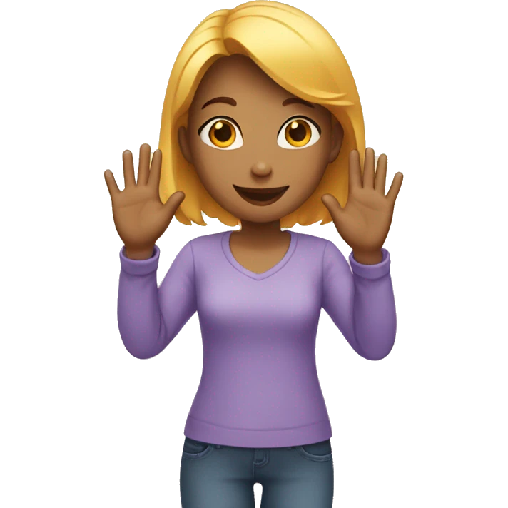 girl saying hi with hands emoji