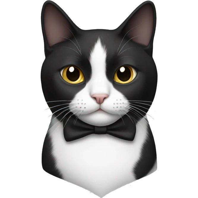 Tuxedo cat with a half white half black mustache emoji