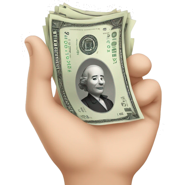 Lng hand with bundle of money emoji