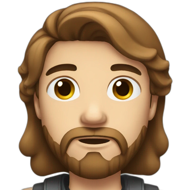 Young man with brown hair and beard, black plugs in the lobe, Tired face expression emoji