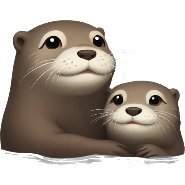 cute otter swimming with baby otter emoji