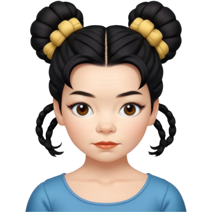 Bjork with hair in little buns emoji