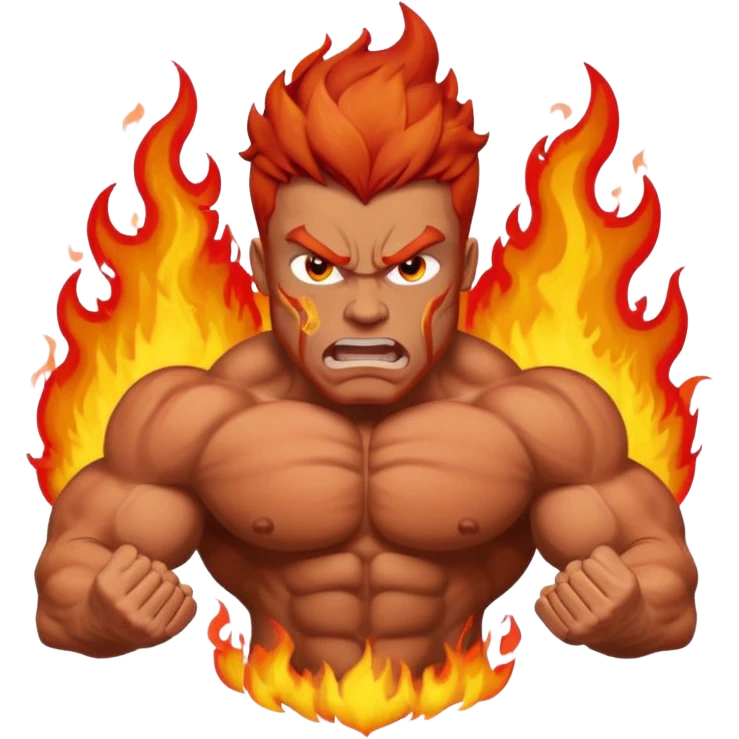 burning angry bodybuilder red haired man emoji