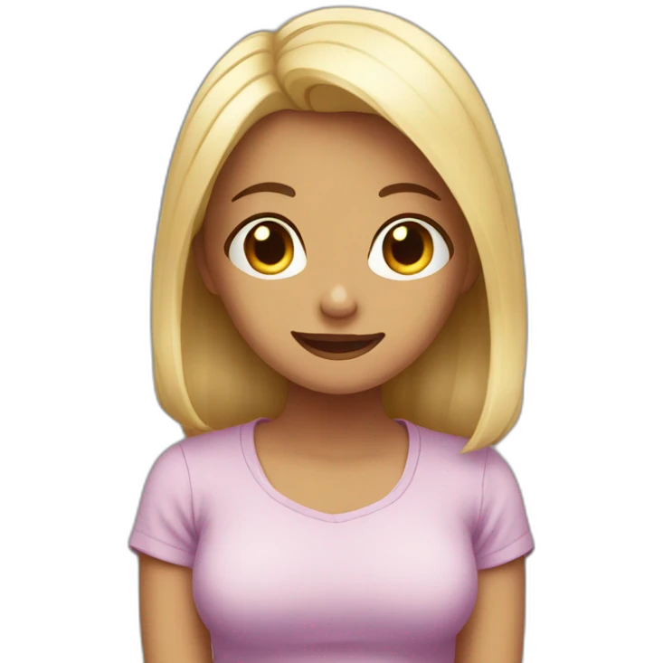 Front view emogirl sits on the floor emoji
