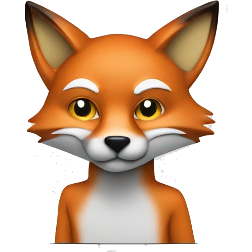A fox behind a macbook and with cyberhacker style emoji