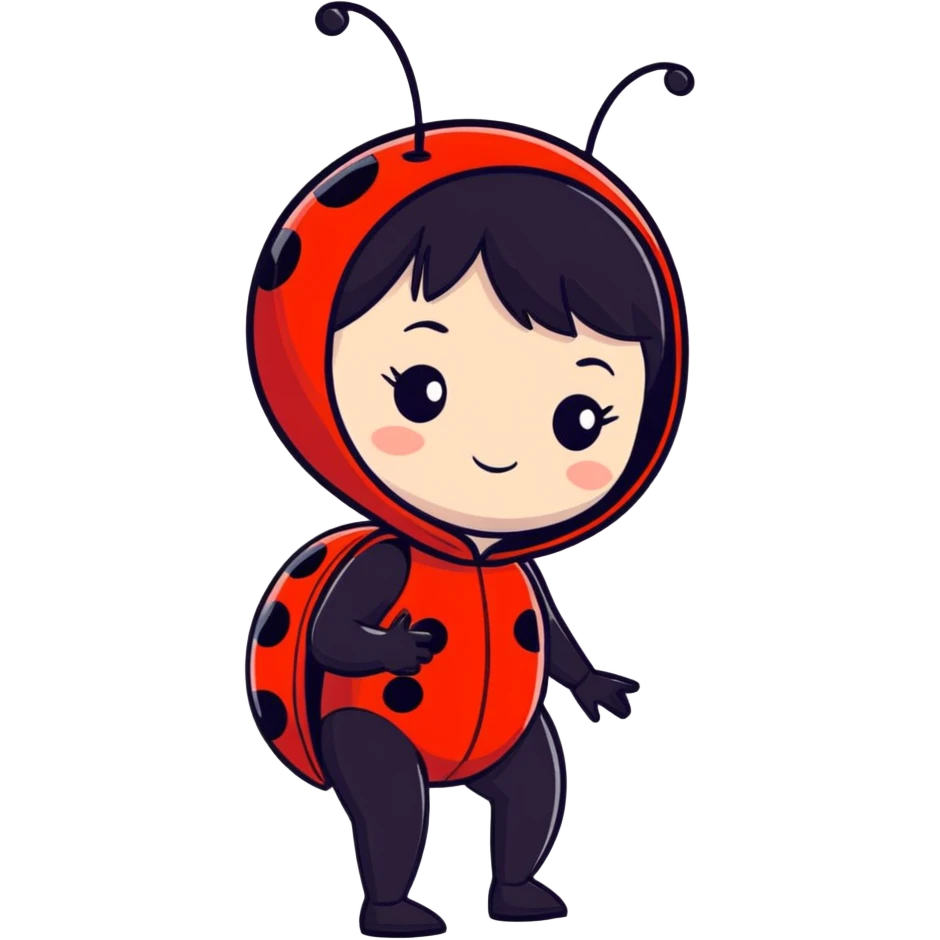 A girl with a ladybug suit emoji