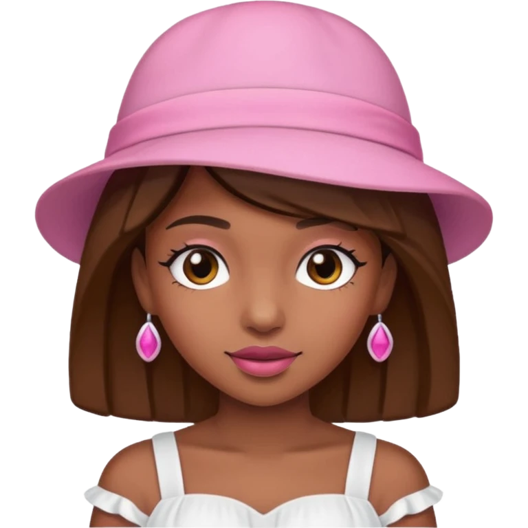 rihanah wearing Pink Hat, white dress emoji