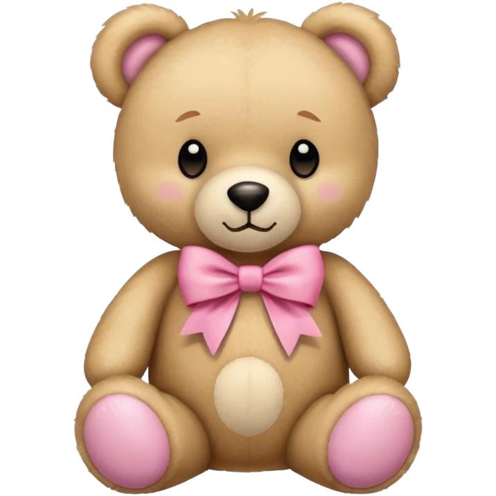 Beige teddy bear with a pink bow emoji