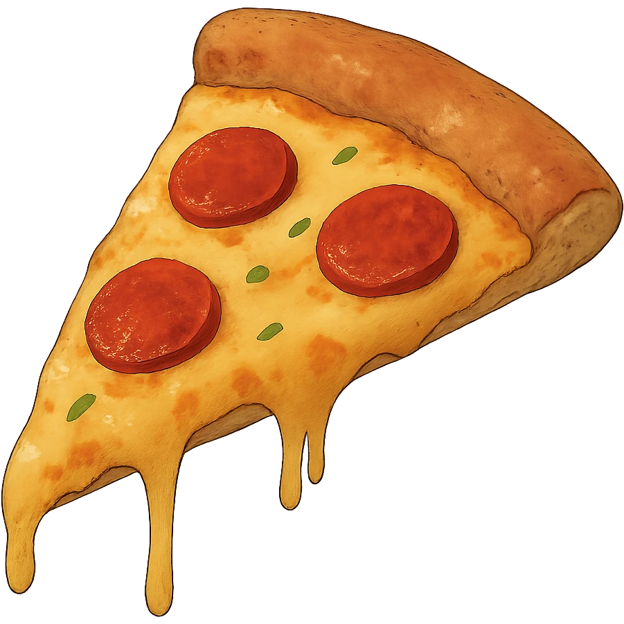 ghibli style illustration of a pizza slice emoji