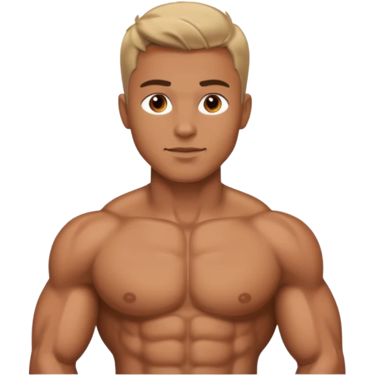 Homem amarelo mostrando o peitoral fibrado emoji