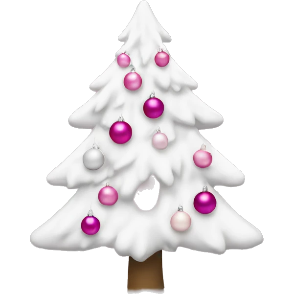 white christmas tree with pink ornaments emoji
