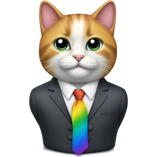 Rainbow cat in business suit emoji