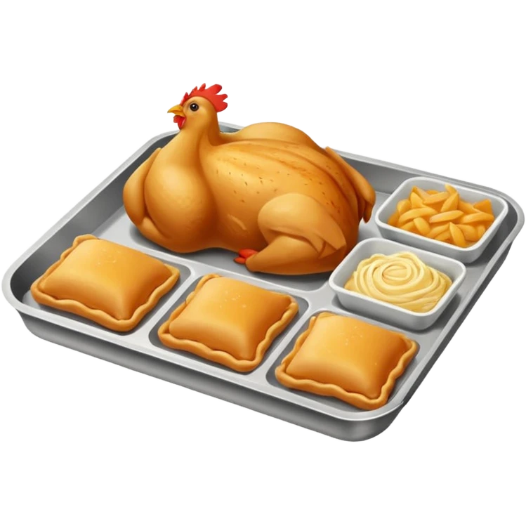 rectangle tray meal with chicken pasts emoji
