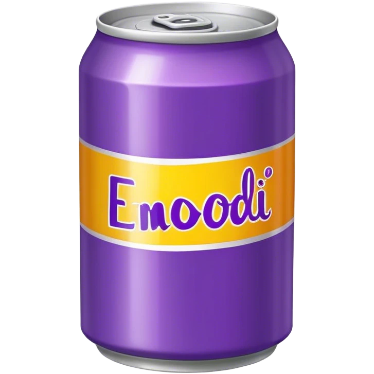 yellow soda can with purple name emoji