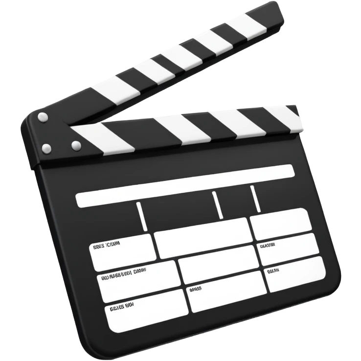 ultra simplified movie clapper with black and white colors, two simple rectangles with a diagonal line emoji