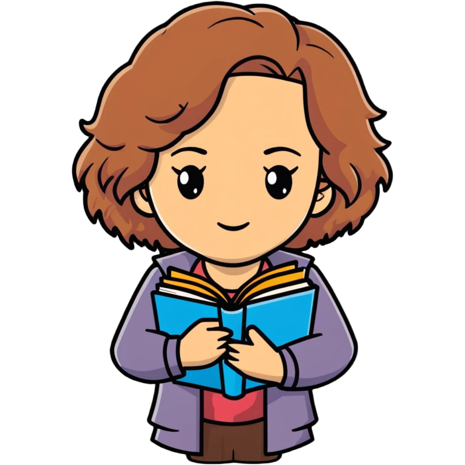 Cute Hermione Granger with books and time-turner necklace emoji