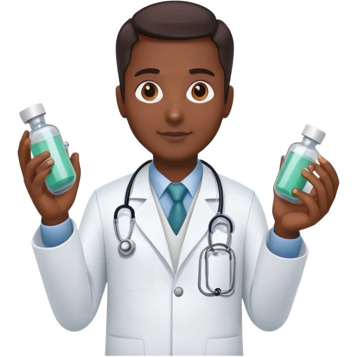 A doctor named raman plants in one hand robo other hand as medicine emoji