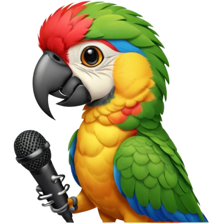 Parrot speaking into mic emoji