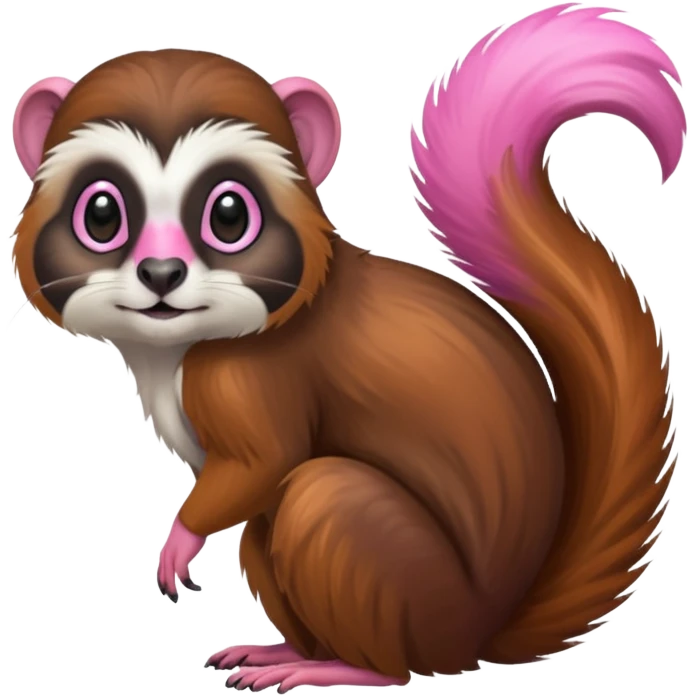 Colorful shiny hyper-realistic cute smooth soft fuzzy Tamarin-Squirrel-hybrid (full body) emoji