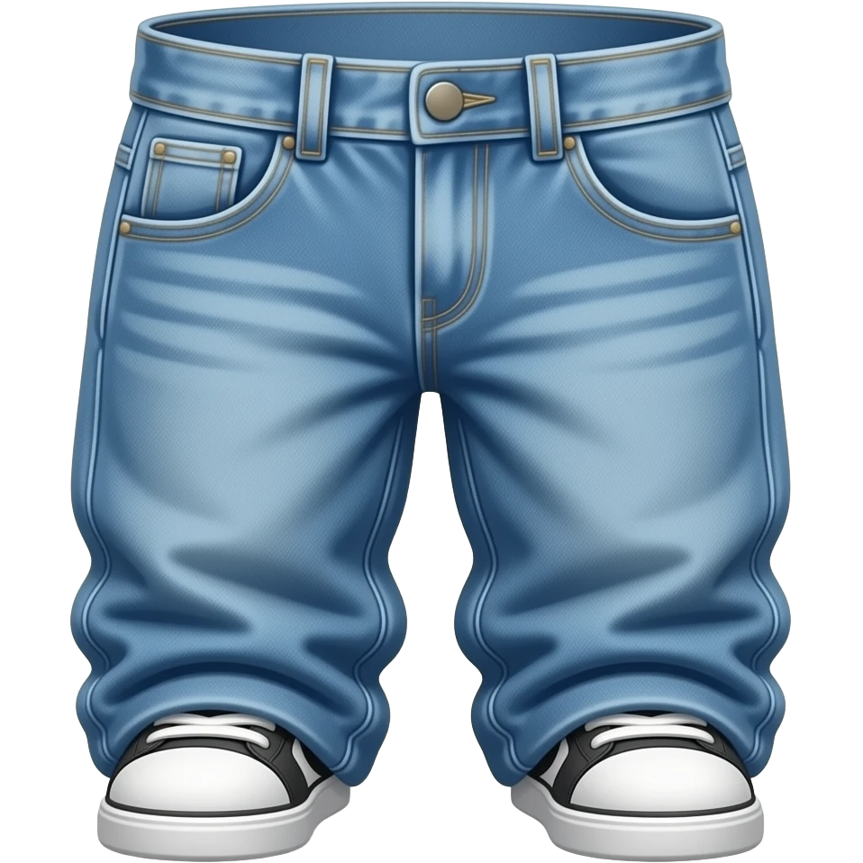 kawaii sagging pants emoji, low-rise baggy jeans with visible waistband, hip-hop style, simple icon emoji