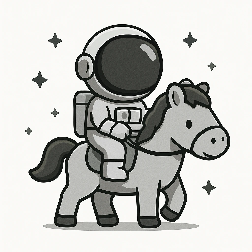astronaut on horseback with stars in background emoji