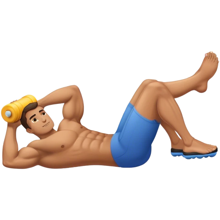 buff guy lying lats down on foam-oller emoji