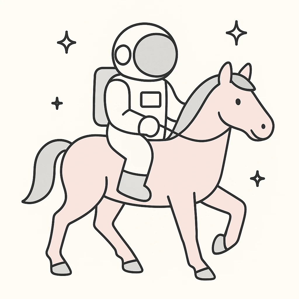 astronaut on horseback with stars in background emoji