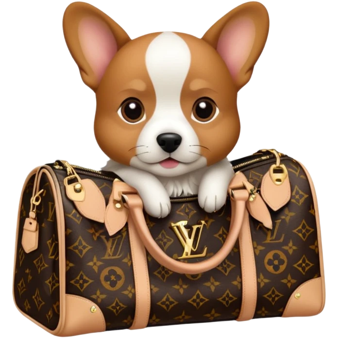 dog in Louis Vuitton bag emoji