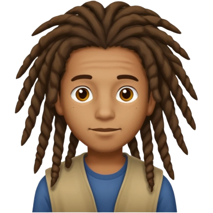 brown boy with mid-legnth dreadlocks emoji