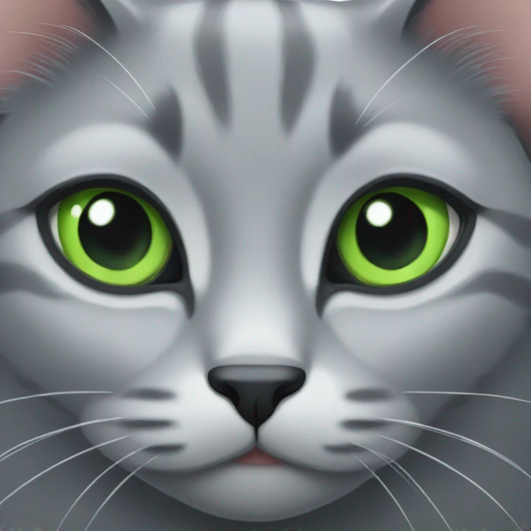 Gray cat with green eyes emoji