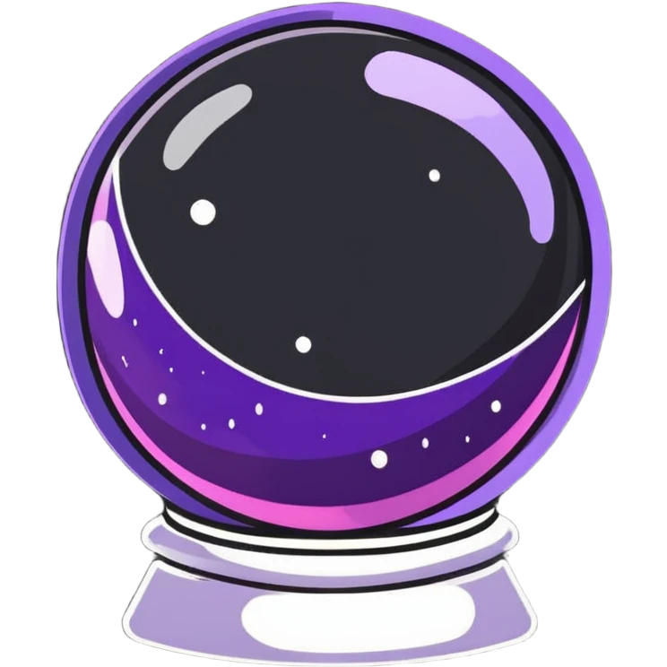 crystal magic ball with potion effect, fortune telling crystal sphere with swirling magical liquid inside, sparkles and mystical glow emoji
