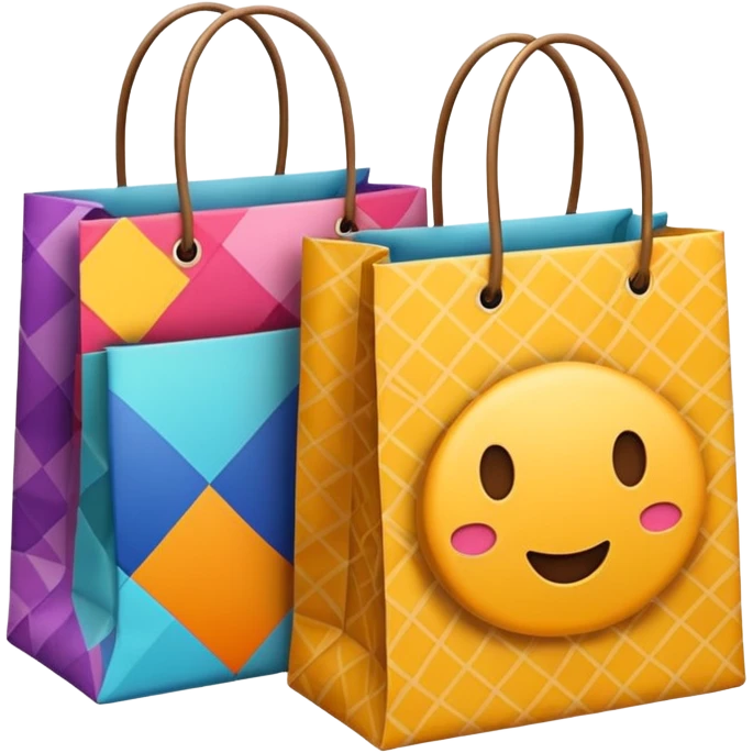 2 beautiful shopping bag with different pattern emoji