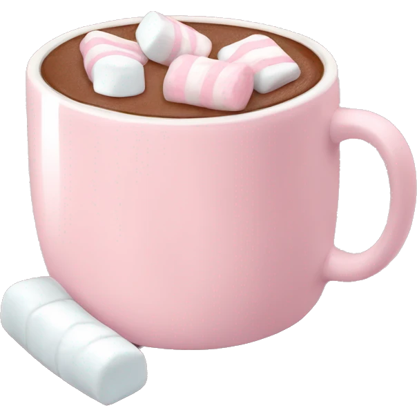Light Pink mug of hot chocolate with marshmallows  emoji