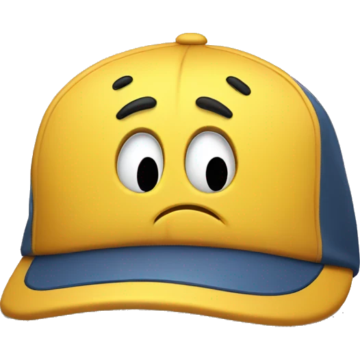 sad smiley face in a sports cap emoji
