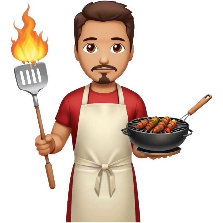 Iron Man is grilling shashlik at the barbecue. emoji
