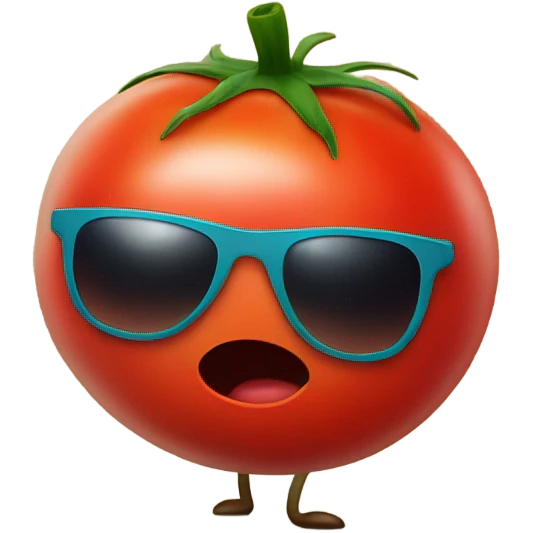 Tomato with arms and legs and sunglasses  emoji