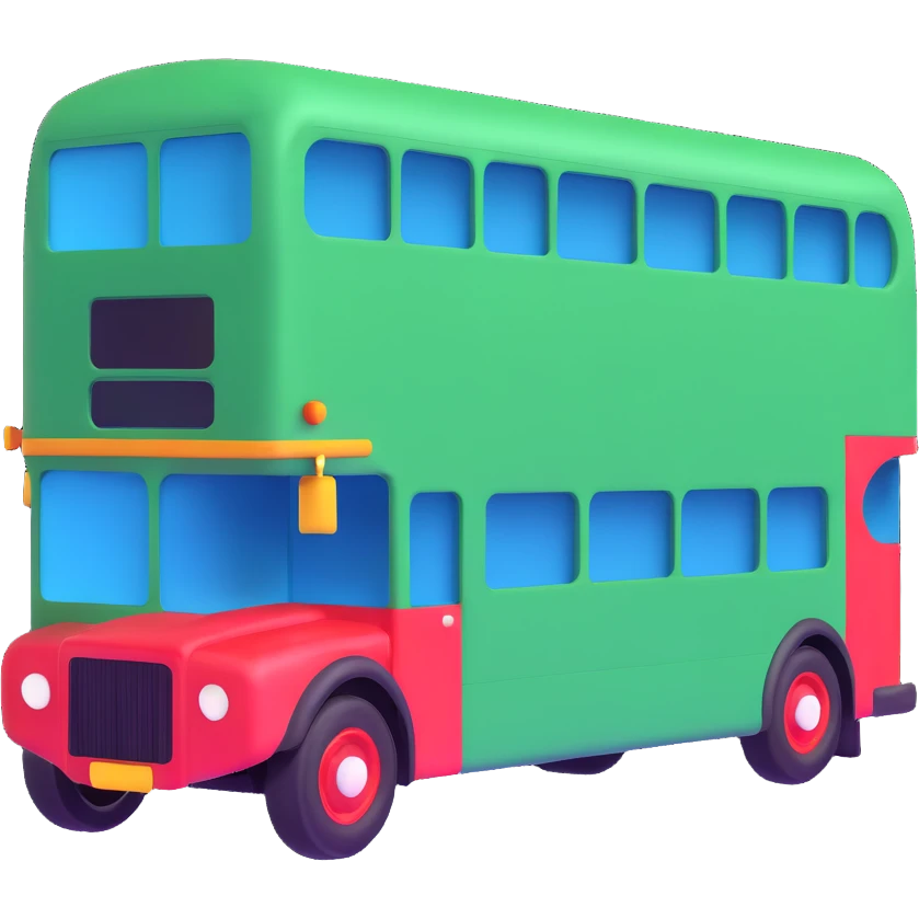 green double decker bus facing right emoji