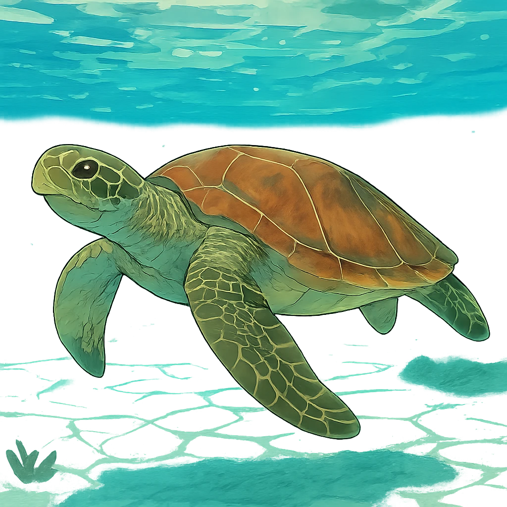 sea turtle in beautiful clear turquoise caribbean sea underwater emoji