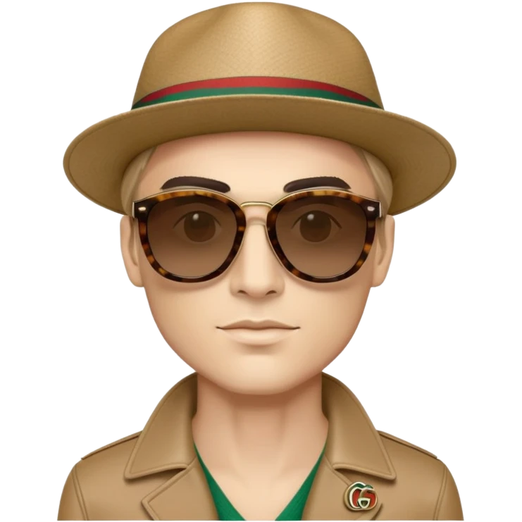 man with sunglasses, gucci hat emoji