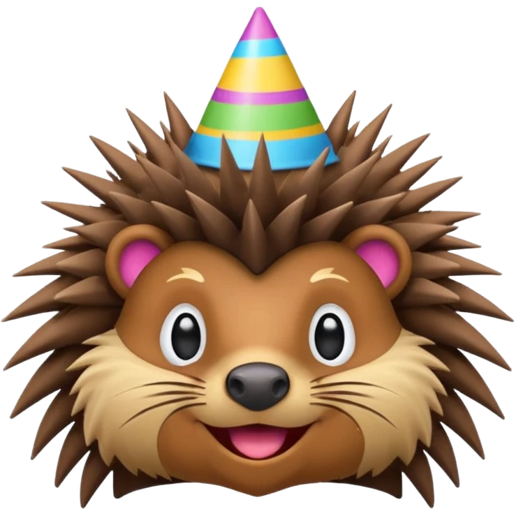 porcupine with colorful party hat emoji