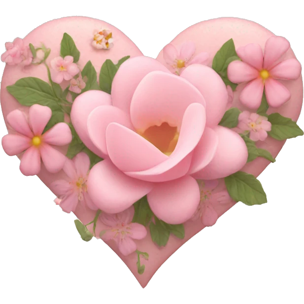 Delicate pink heart and flowers inside emoji