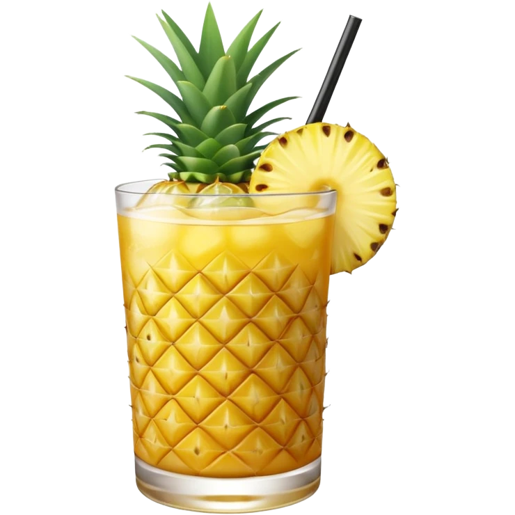 yellow pineapple refresher cocktail with only one slice of pinapple emoji